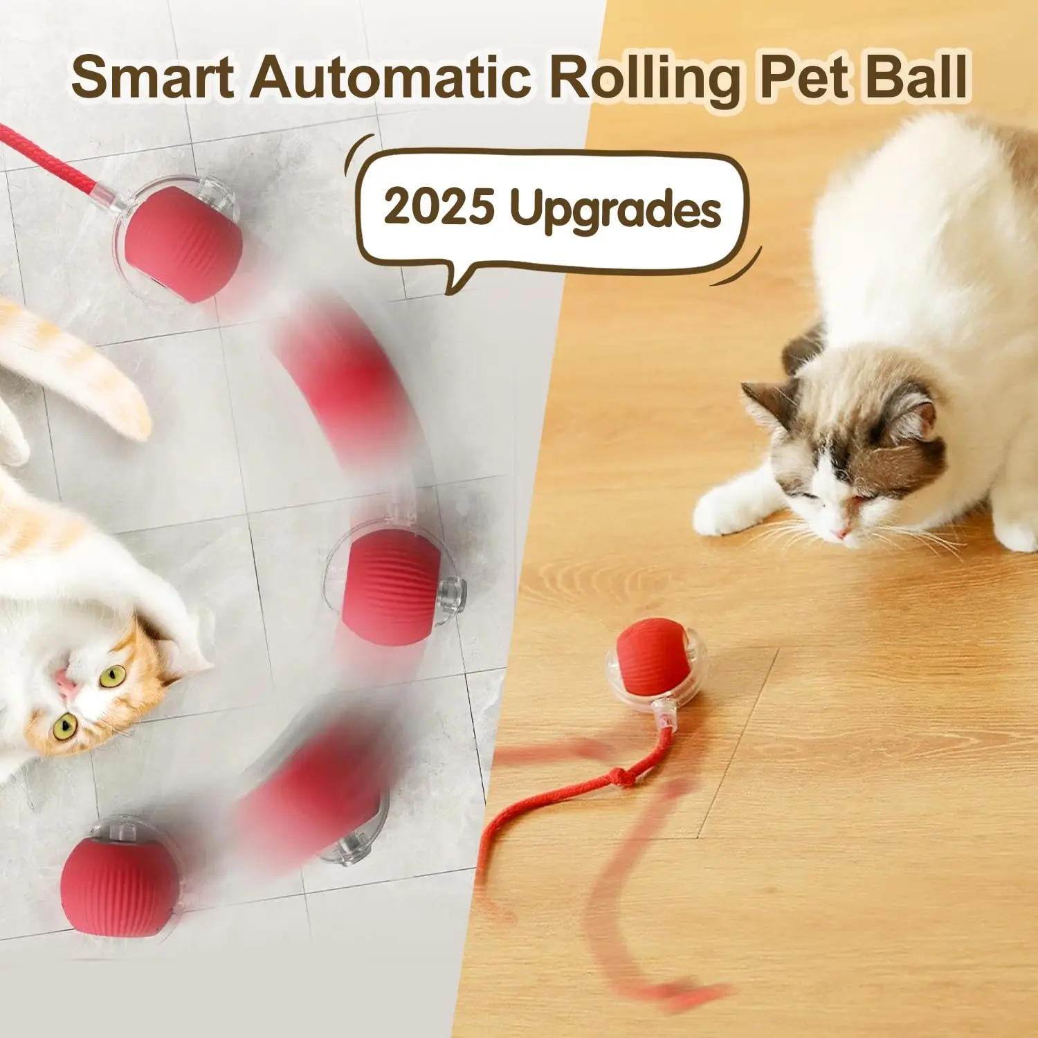 TwitchBall, Automatic Rolling Ball with Tail, Rechargeable Smart Pet Interactive Toy, Intelligent Mouse for Cat - Image 3